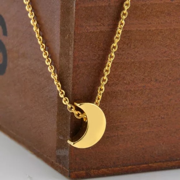 Gold Plated Crescent Moon Necklace - Picture 2 of 4